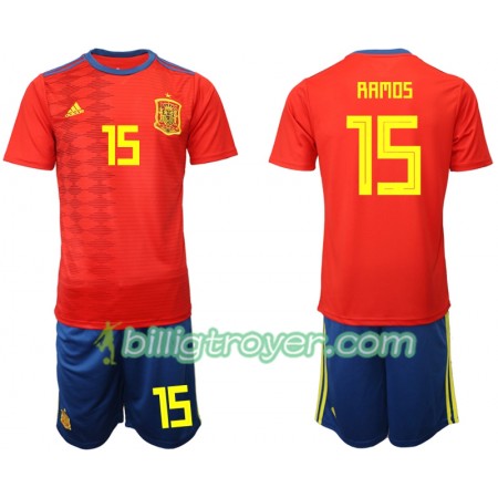 Billige Fotballdrakter Spania RAMOS 15 Barn Hjemmedraktsett 2019 Kortermet